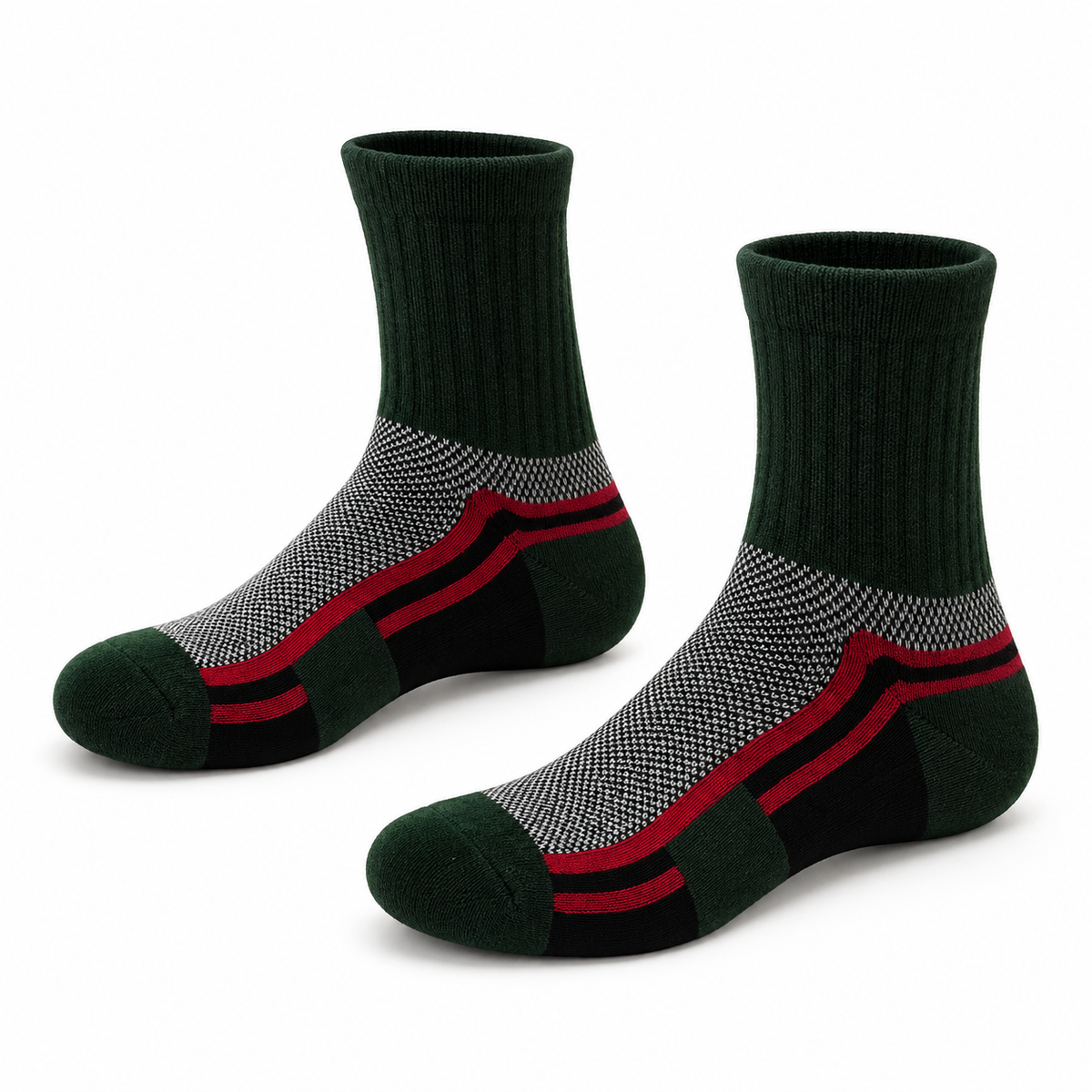 Chaussettes Randonnée Grises – Vert 1, packshot variante secondaire