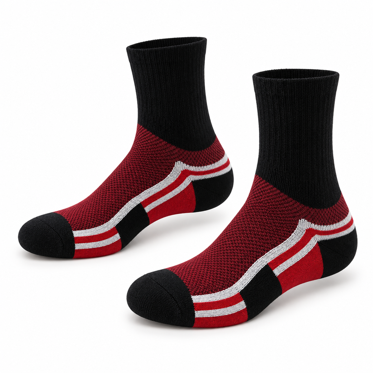 Chaussettes Randonnée Grises – Rouge, packshot variante secondaire
