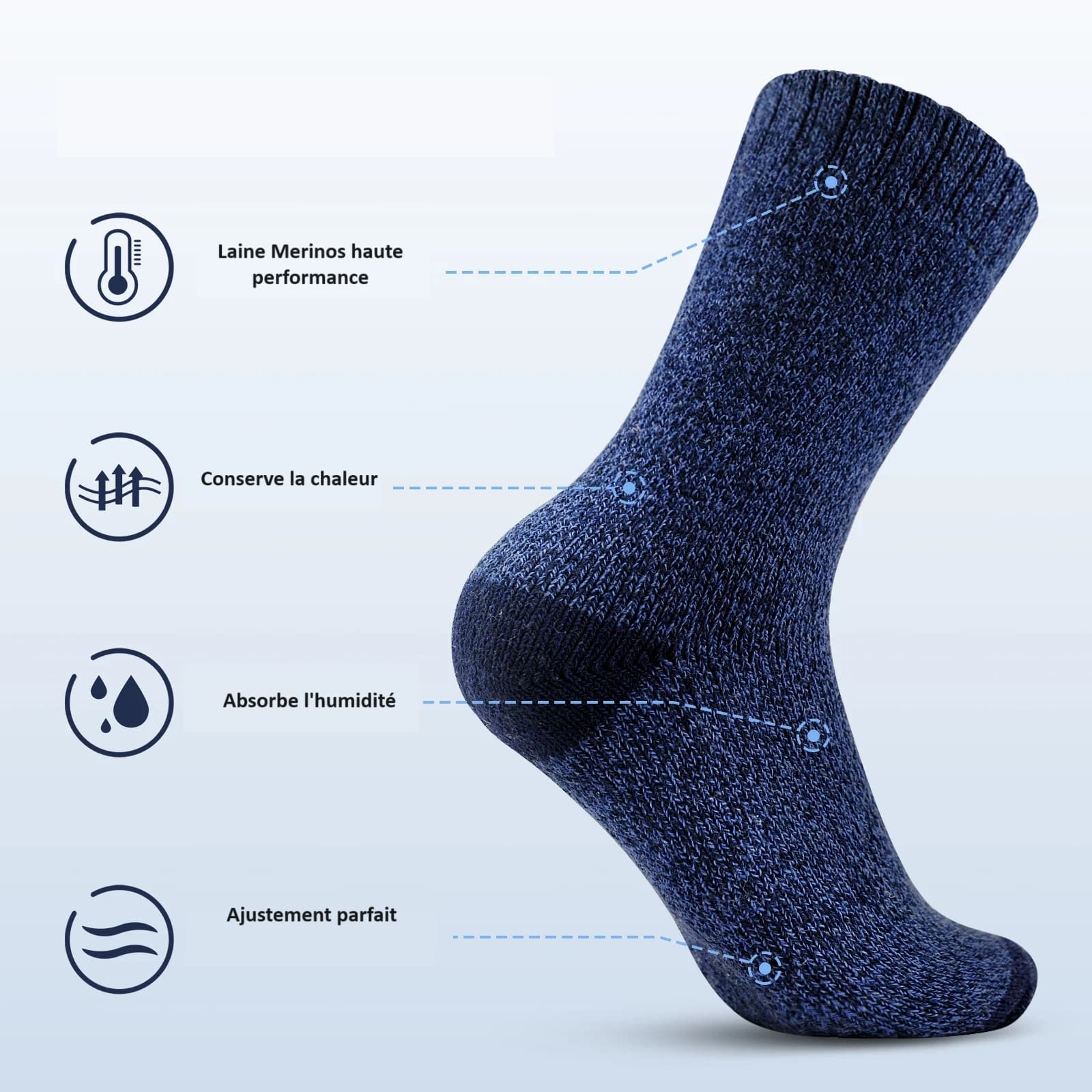 Chaussettes Randonnée Merinos Homme