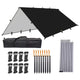 Noir / 3x3m / Toile - Piquets - Haubans - Poteaux - Sac de Rangement