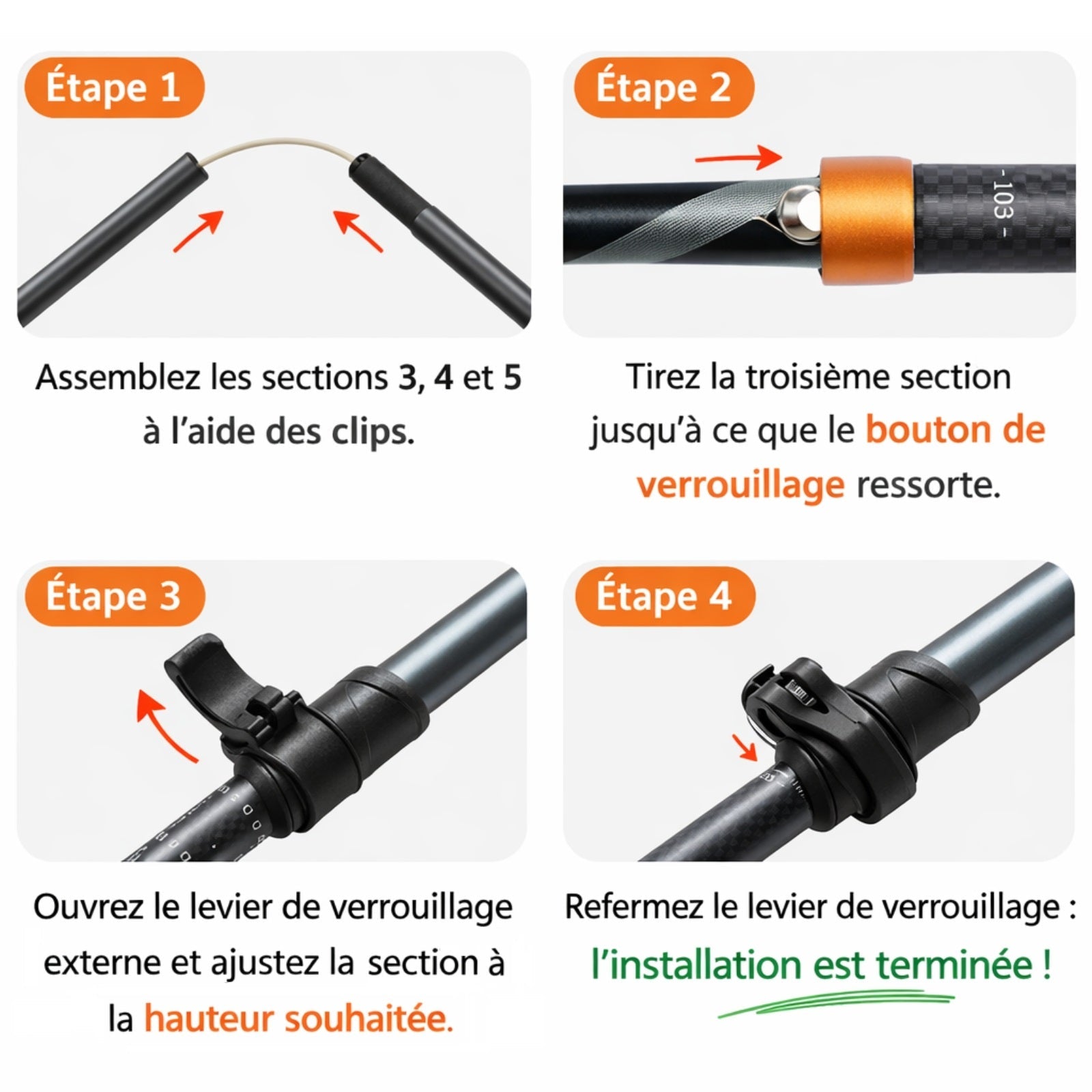 Baton De Randonnée Téléscopique Made In France