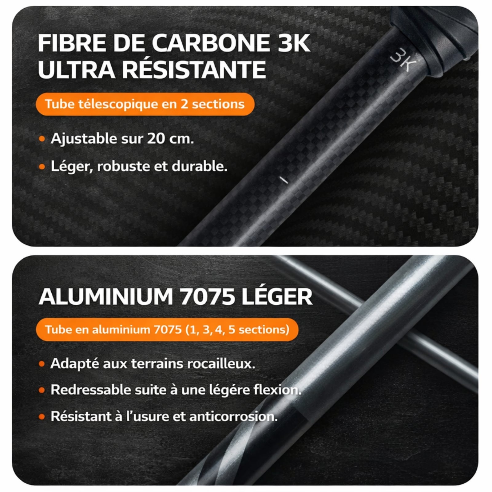Baton De Randonnée Téléscopique Made In France