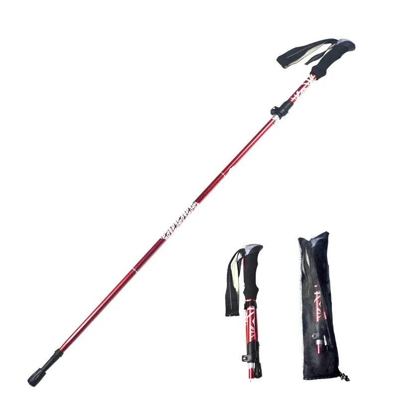 Bâton de Randonnée flexible en 3 Sections rouge