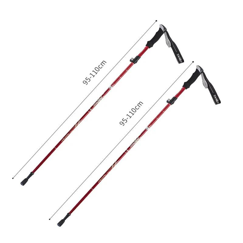 Bâtons de Randonnée Réglables 95-110 cm rouge
