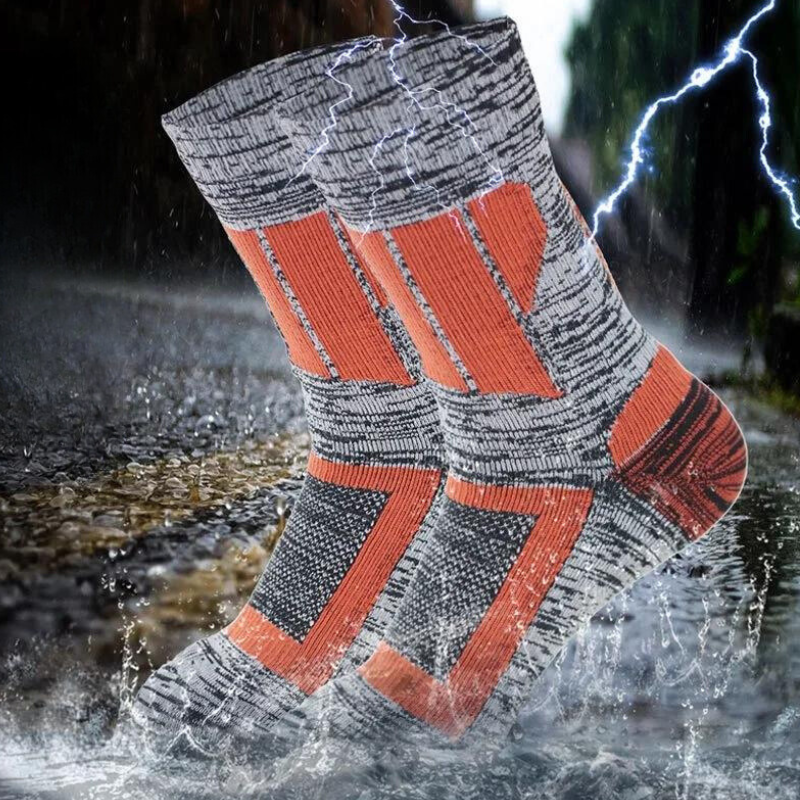 Chaussettes de Randonnée Imperméables Orange et Gris