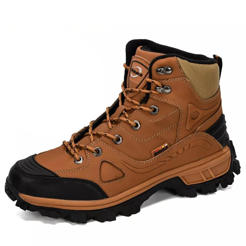 Chaussures de Randonnée Hautes en Cuir pour Hommes marron