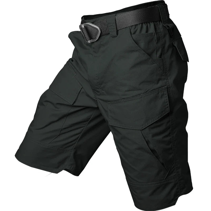 Short cargo de randonnée multi-poches pour hommes noir