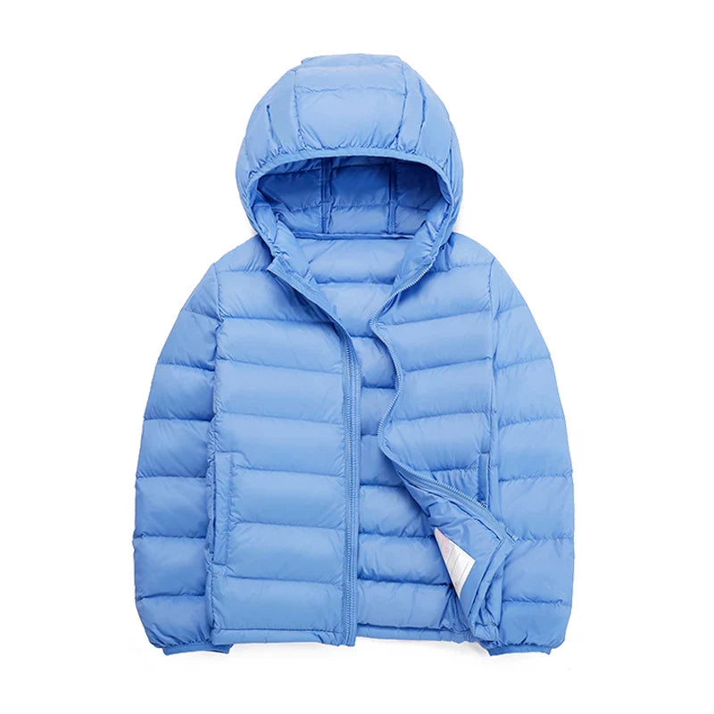 Doudounes à capuche légères  bleu clair