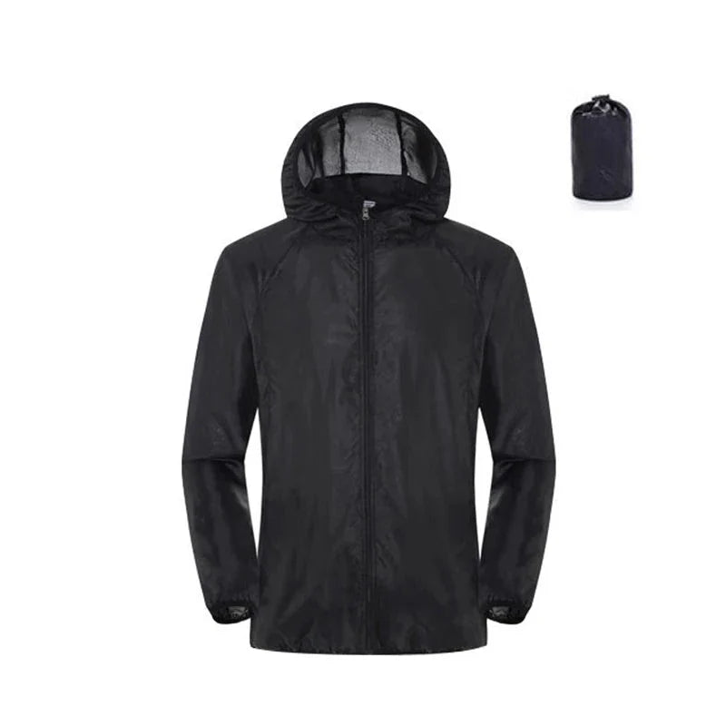 Veste de randonnée imperméable coupe-vent homme et femme noir