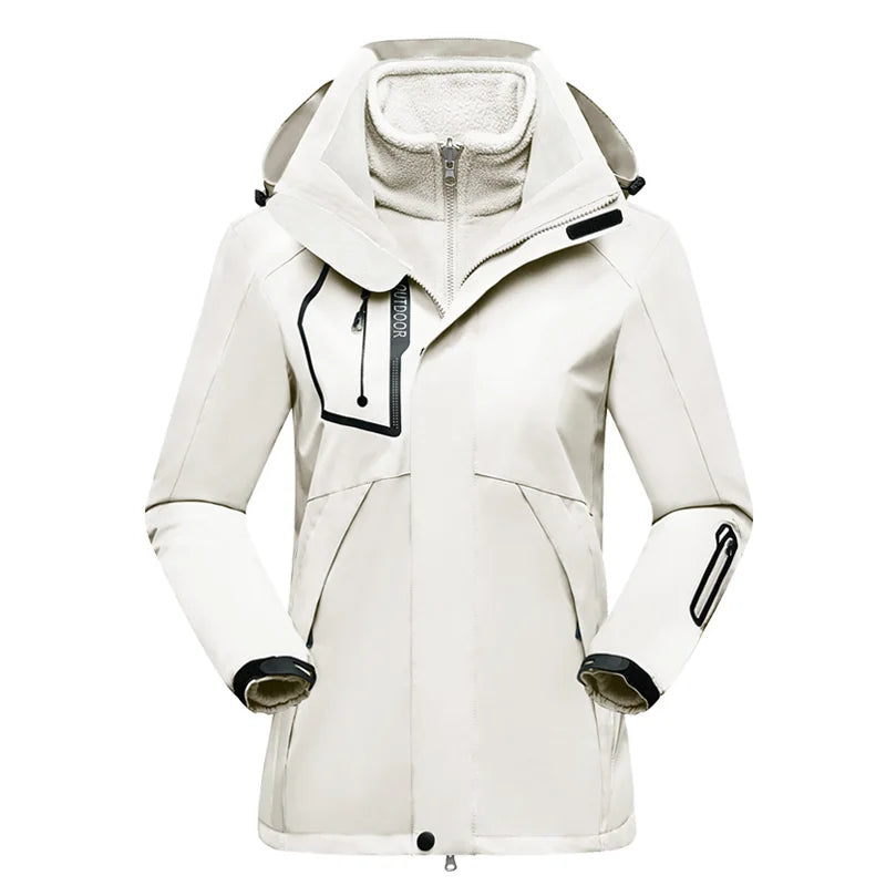 Veste de Randonnée 3 en 1 pour Femme imperméable blanc