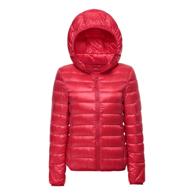 Doudoune randonnée à capuche pour femme rouge