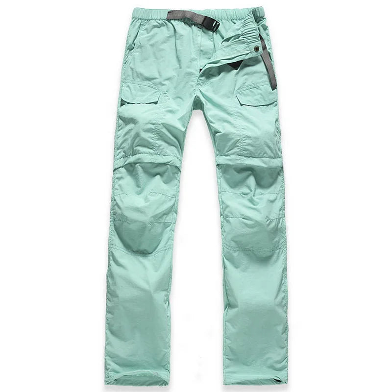 Pantalon de randonnée détachable en short pour femme vert clair