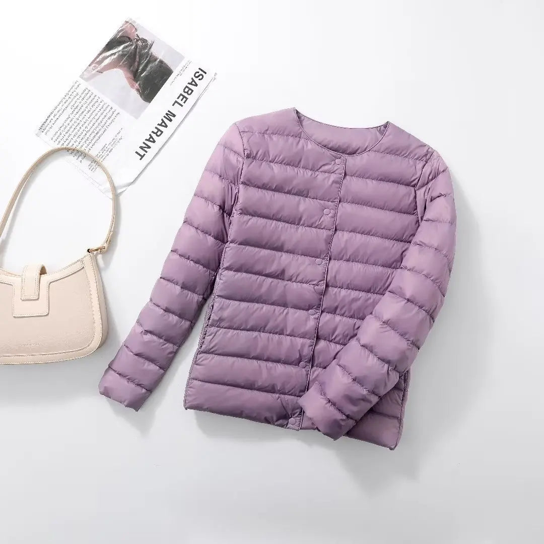 Doudoune pliable  ultra légère en duvet violet