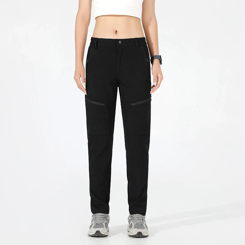 Pantalon de randonnée cargo imperméable pour femme noir