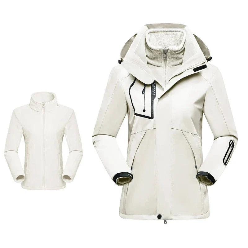 Veste de Randonnée 3 en 1 pour Femme imperméable blanche