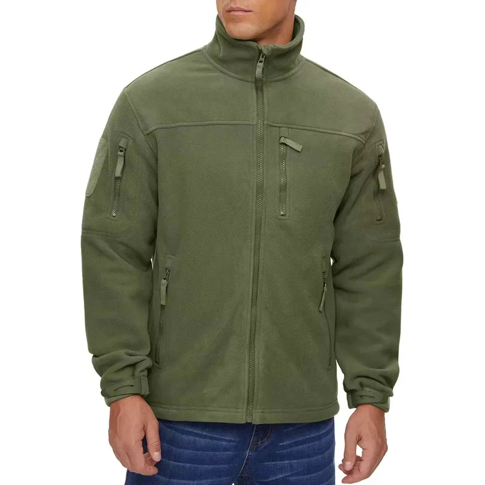 Veste Randonnée Homme Polaire Technique - ThermoGrid Fleece en couleur verte, idéale pour les activités en plein air.