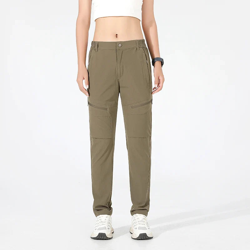 Pantalon de randonnée cargo imperméable pour femme marron