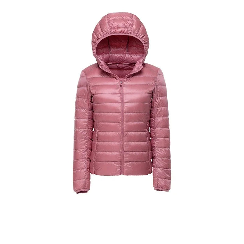 Doudoune randonnée à capuche pour femme rose