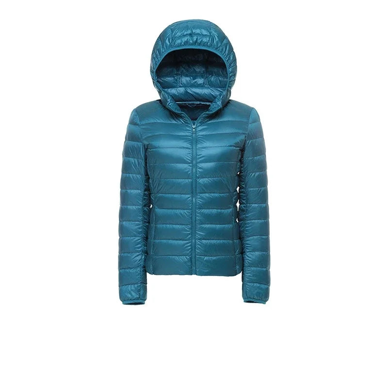 Doudoune randonnée à capuche pour femme bleu