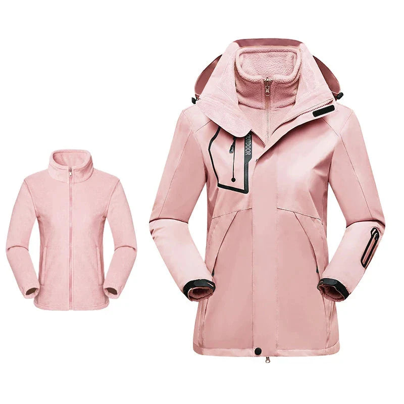 Veste de Randonnée 3 en 1 pour Femme imperméable rose
