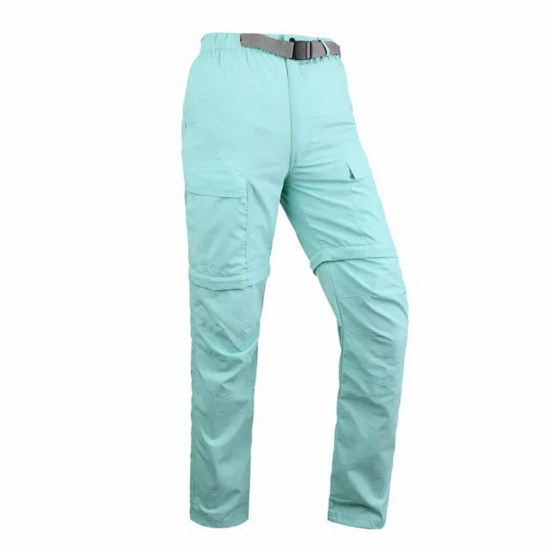 Pantalon de randonnée détachable en short pour femme vert clair