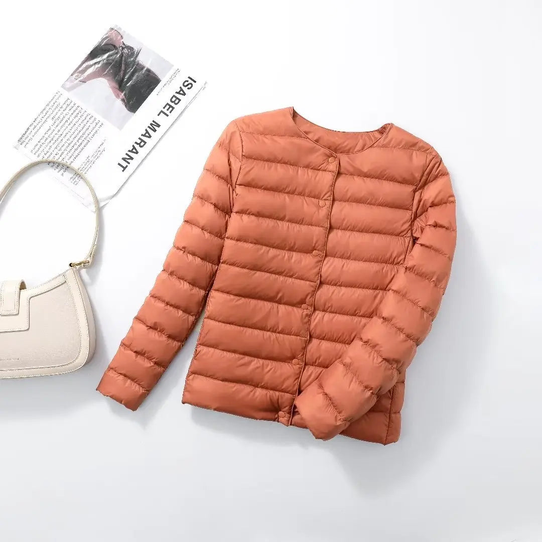 Doudoune pliable  ultra légère en duvet orange