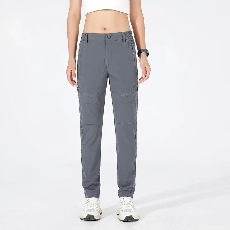 Pantalon de randonnée cargo imperméable pour femme gris