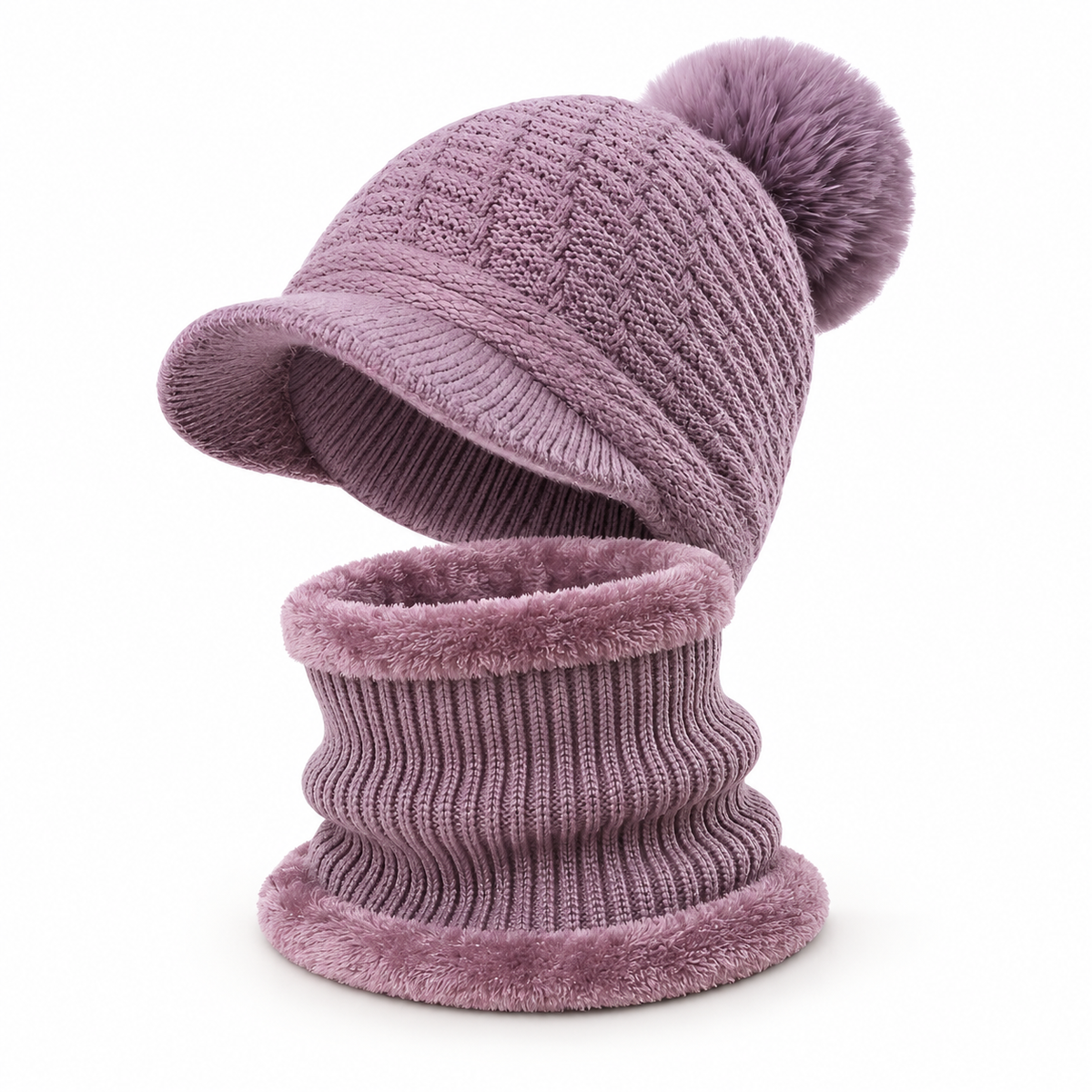 Bonnet casquette femme violet pâle – dessous de la visière