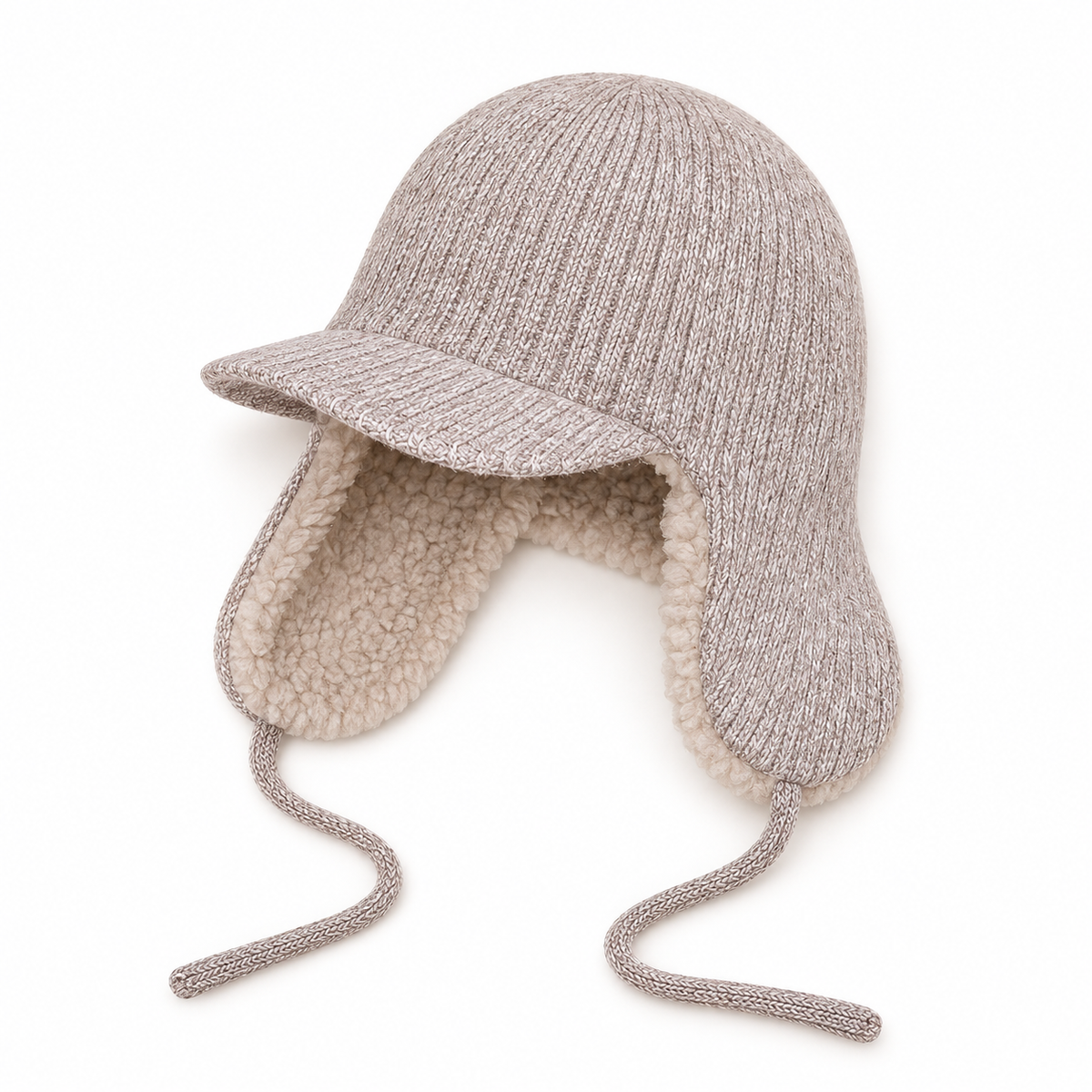 Bonnet grand froid femme beige – présentation à plat