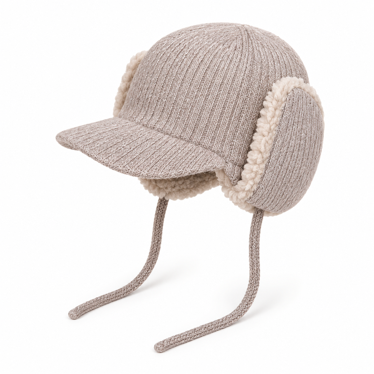 Bonnet grand froid femme beige – cache-oreilles relevés