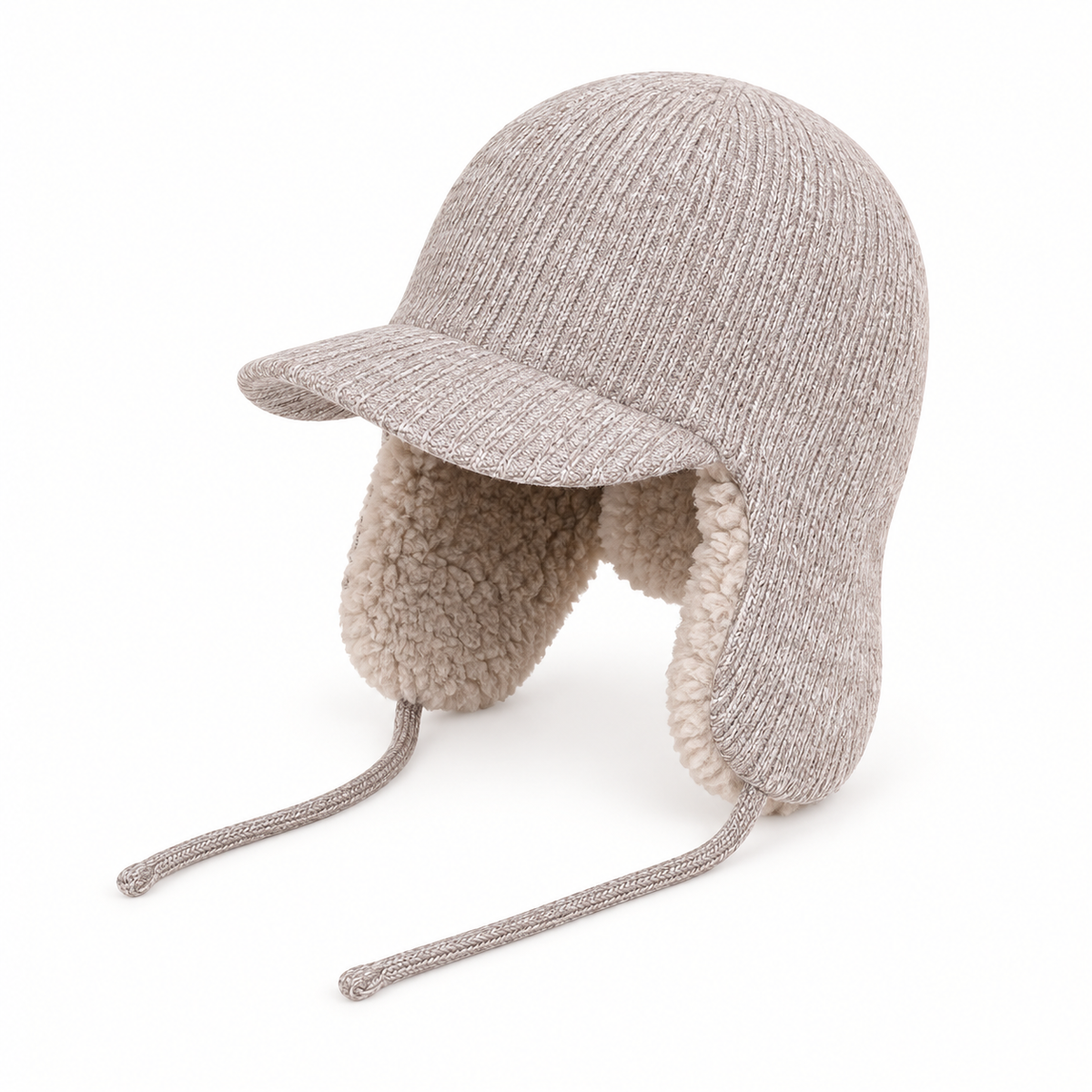 Bonnet grand froid femme beige – vue trois-quarts