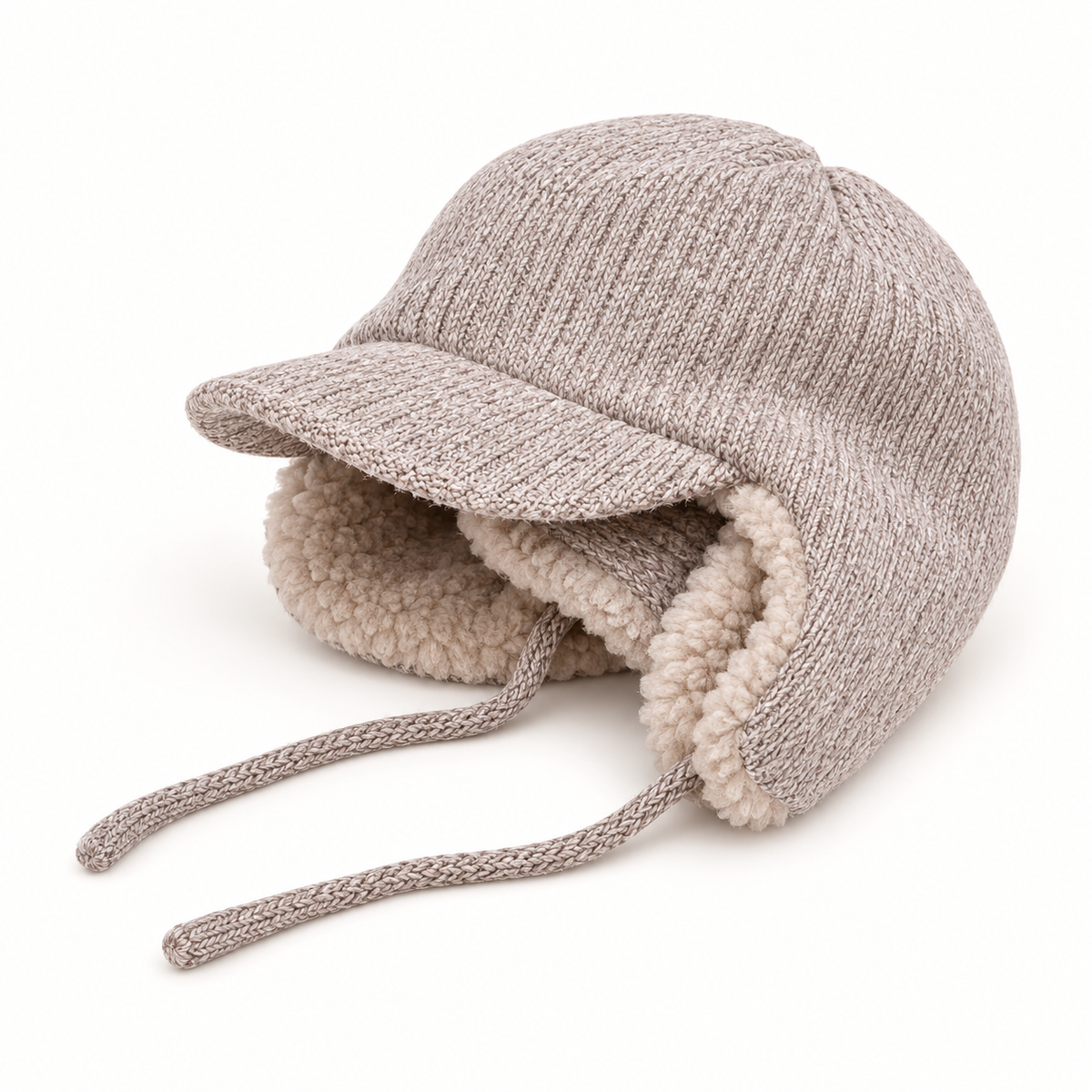 Bonnet grand froid femme beige – présentation pliée