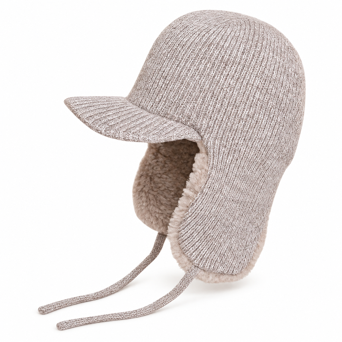 Bonnet grand froid femme beige – vue de profil