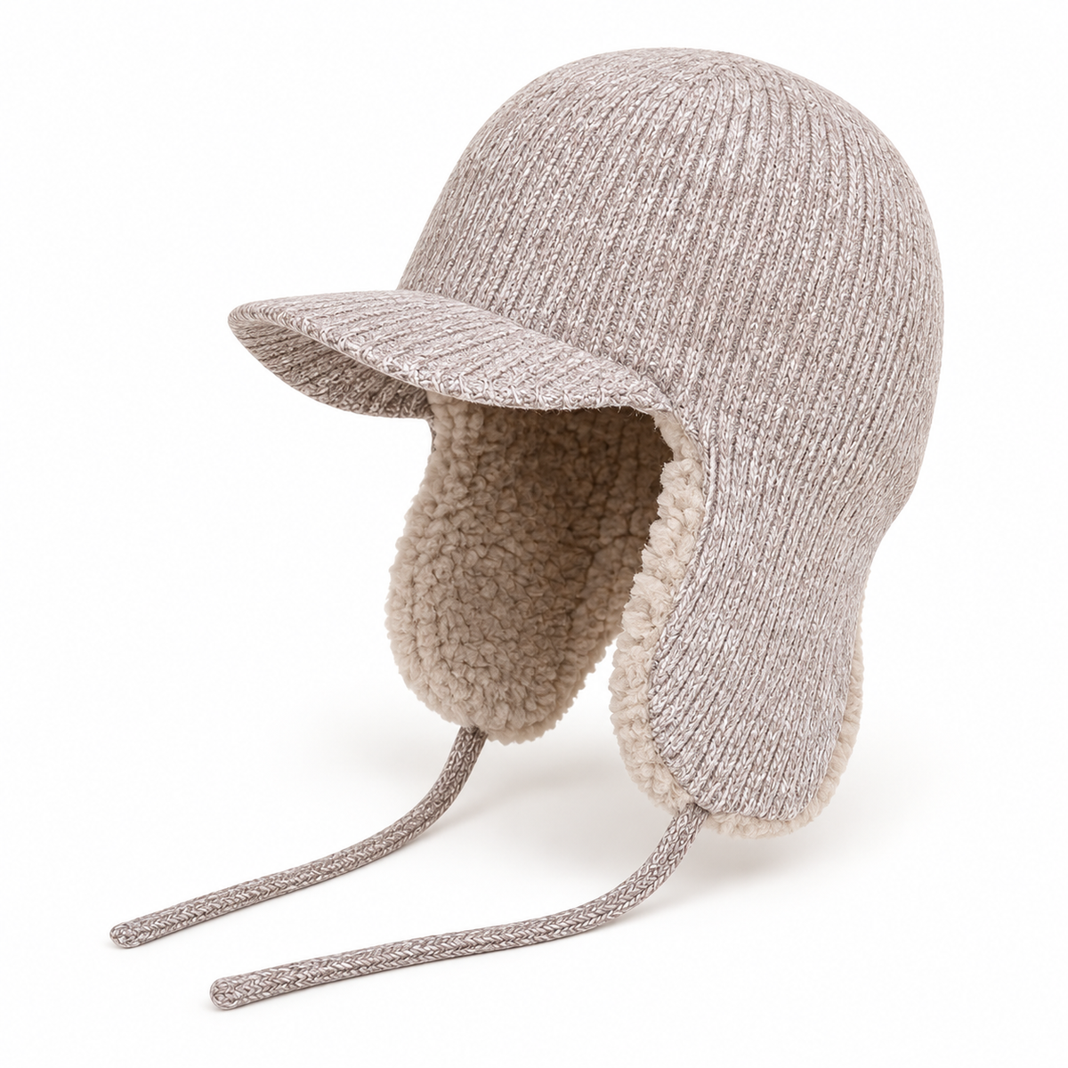 Bonnet grand froid femme beige – visière et ouverture