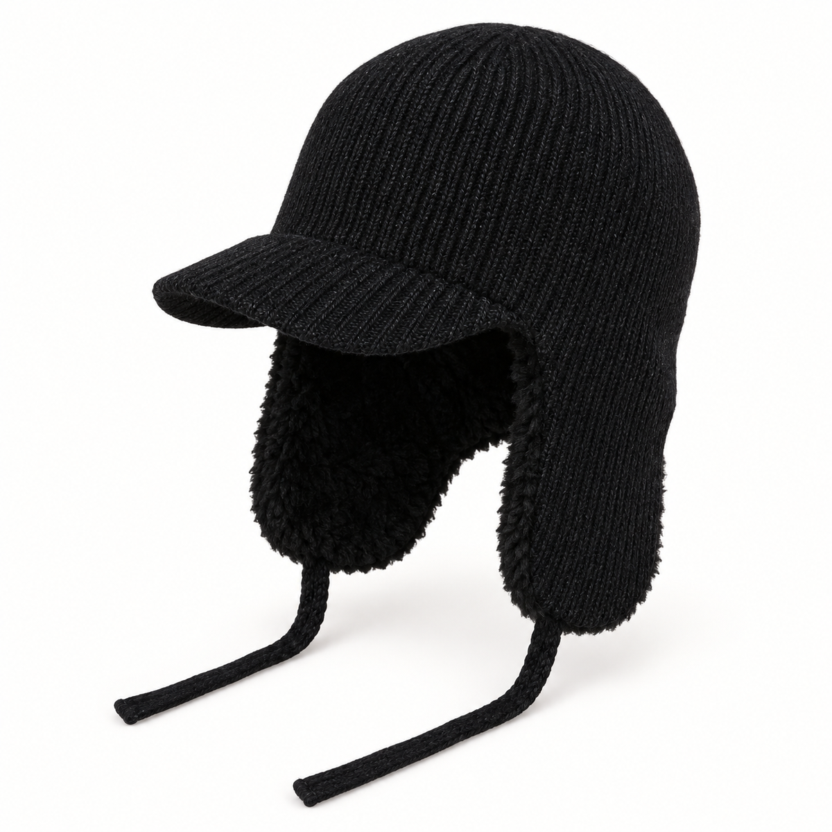 Bonnet grand froid femme noir ébène – vue trois-quarts