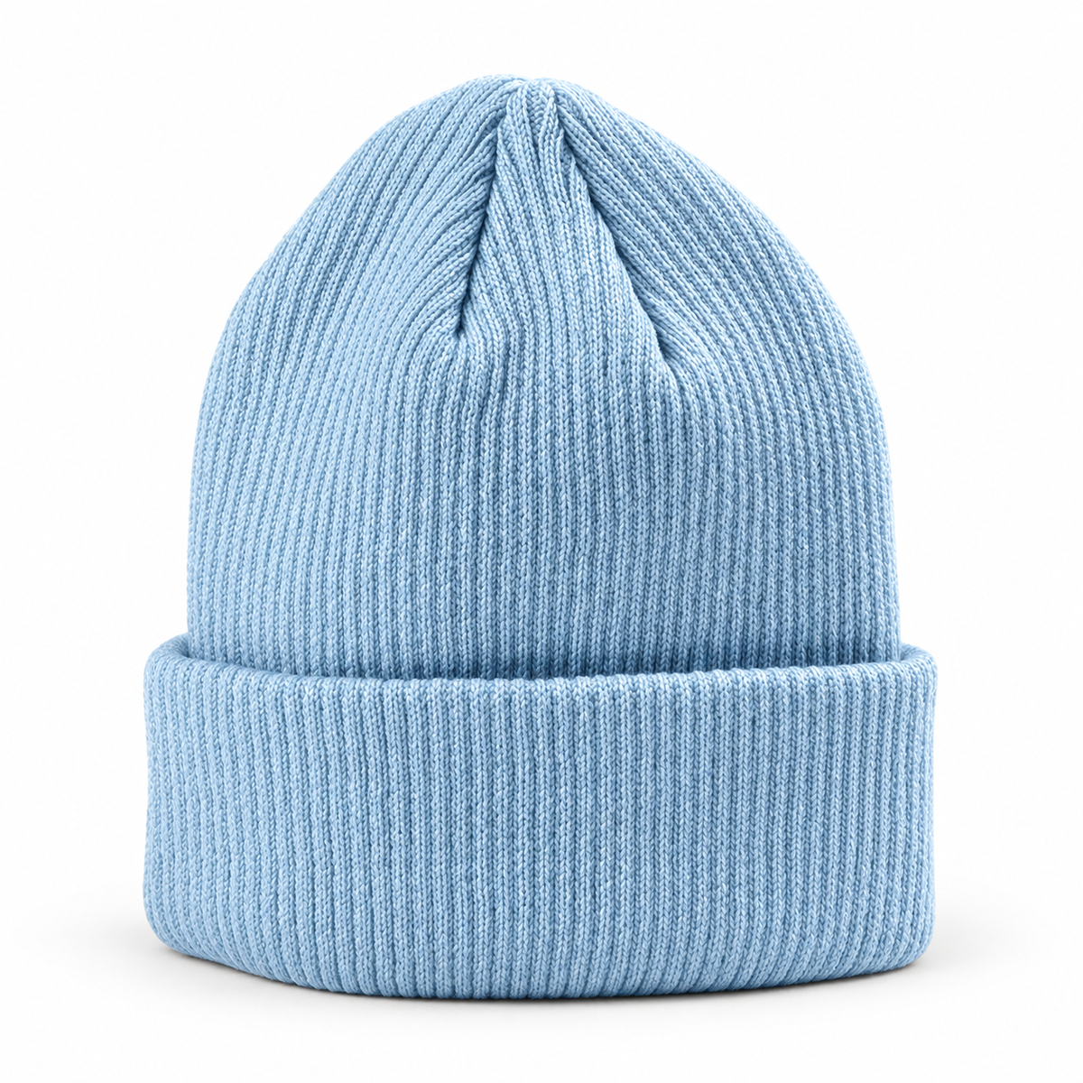 Bonnet randonnée laine bleu clair – packshot trois-quarts