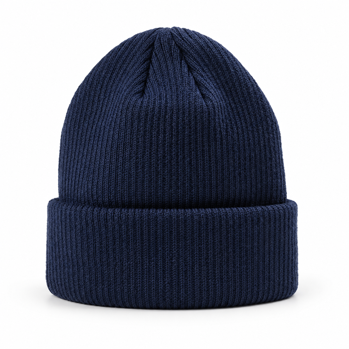 Bonnet randonnée laine navy bleu – packshot trois-quarts