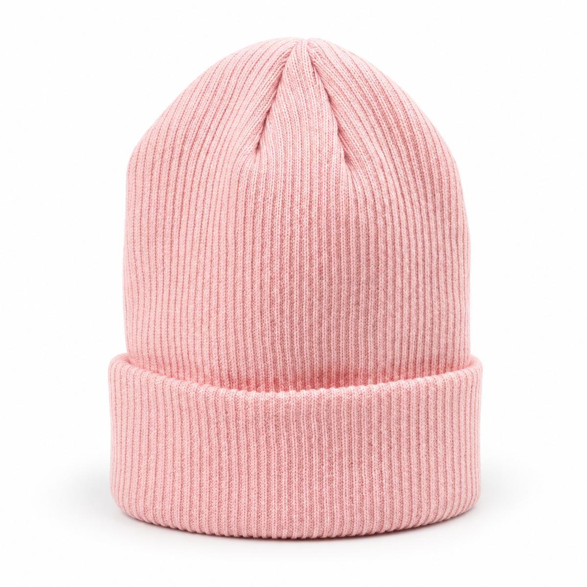 Bonnet randonnée laine rose – packshot trois-quarts