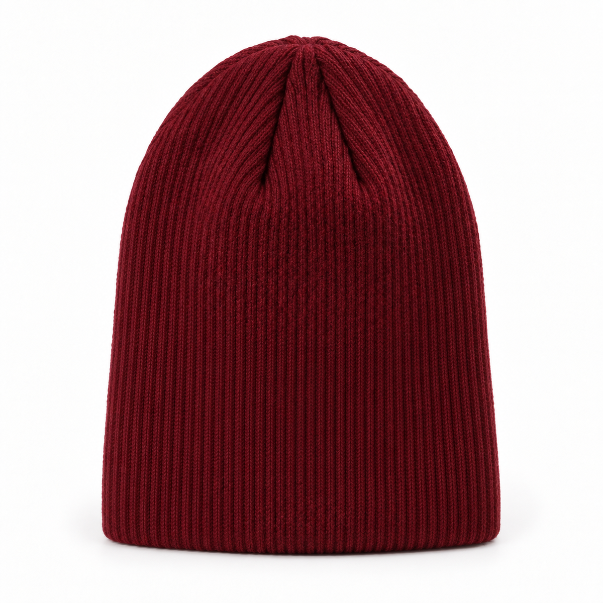 Bonnet randonnée laine rouge vin – revers déplié