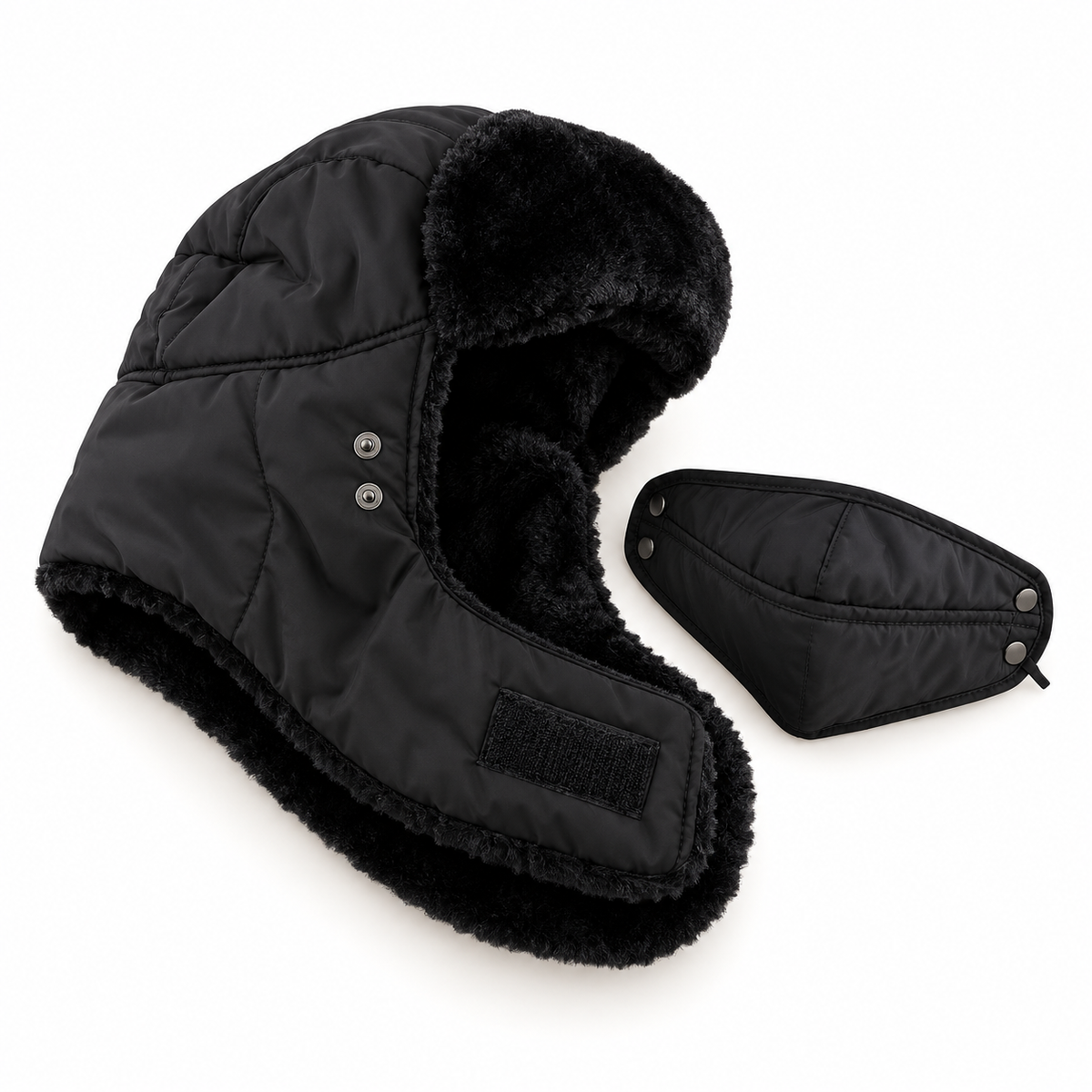 Bonnet randonnée léger noir ouvert – doublure intérieure