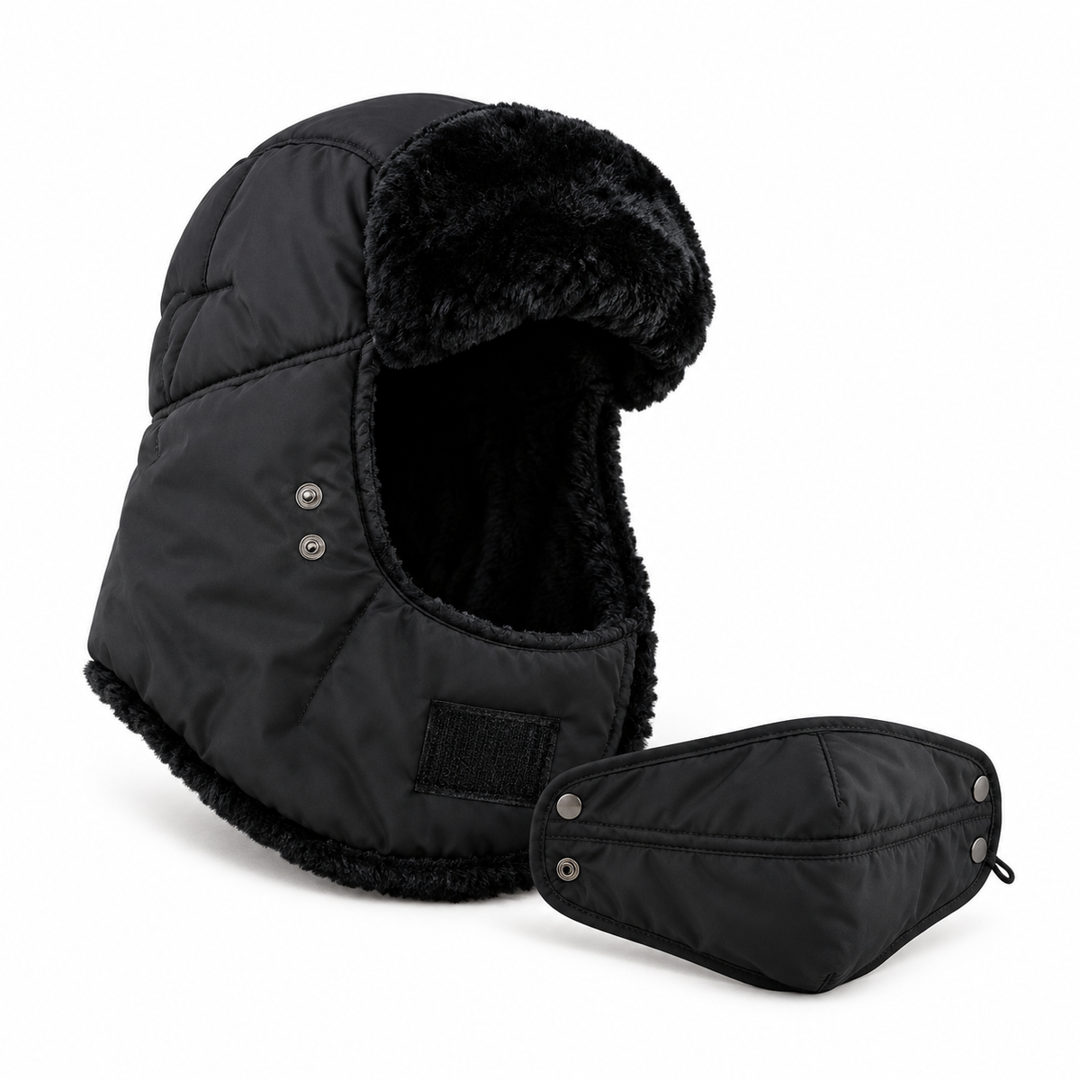 Bonnet randonnée léger noir en configuration ouverte