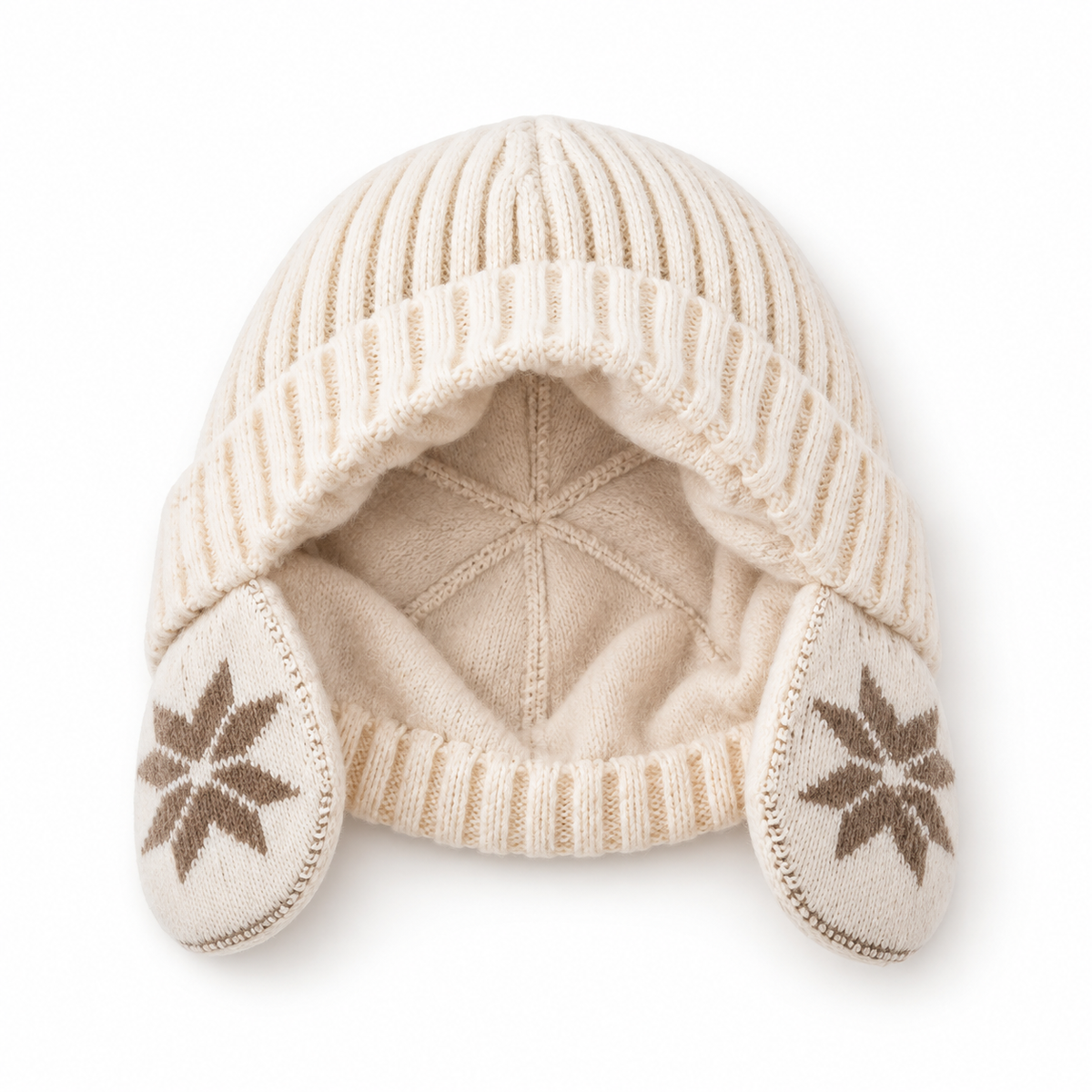 Bonnet randonnée pliable beige – vue intérieure