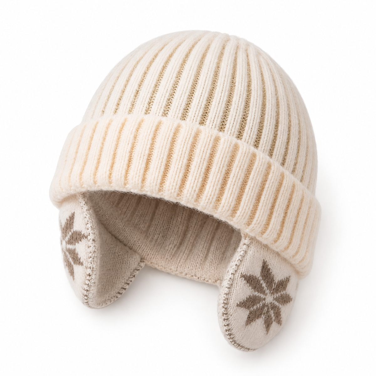 Bonnet randonnée pliable beige – vue plongeante