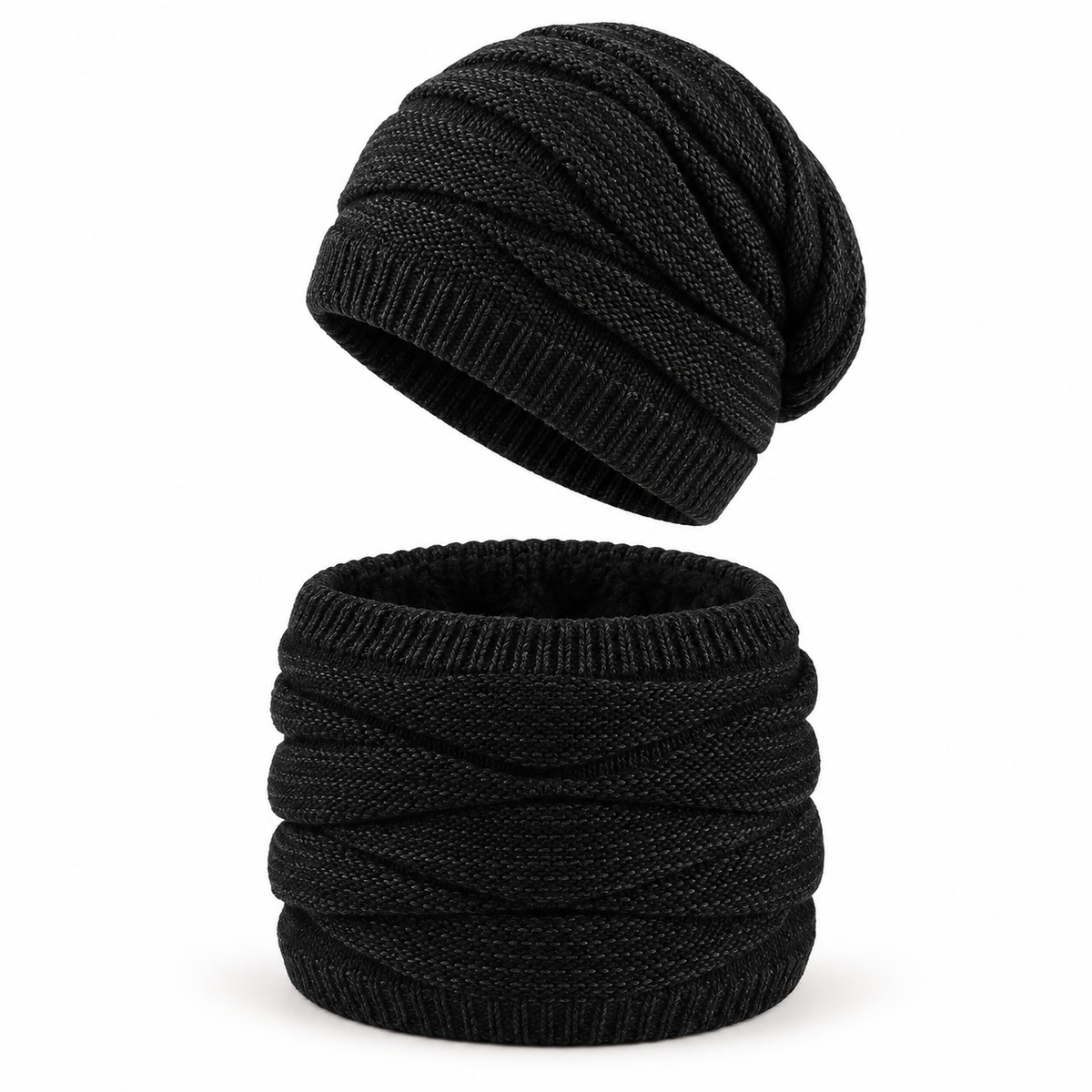 Bonnet ski homme noir et tour de cou – vue arrière