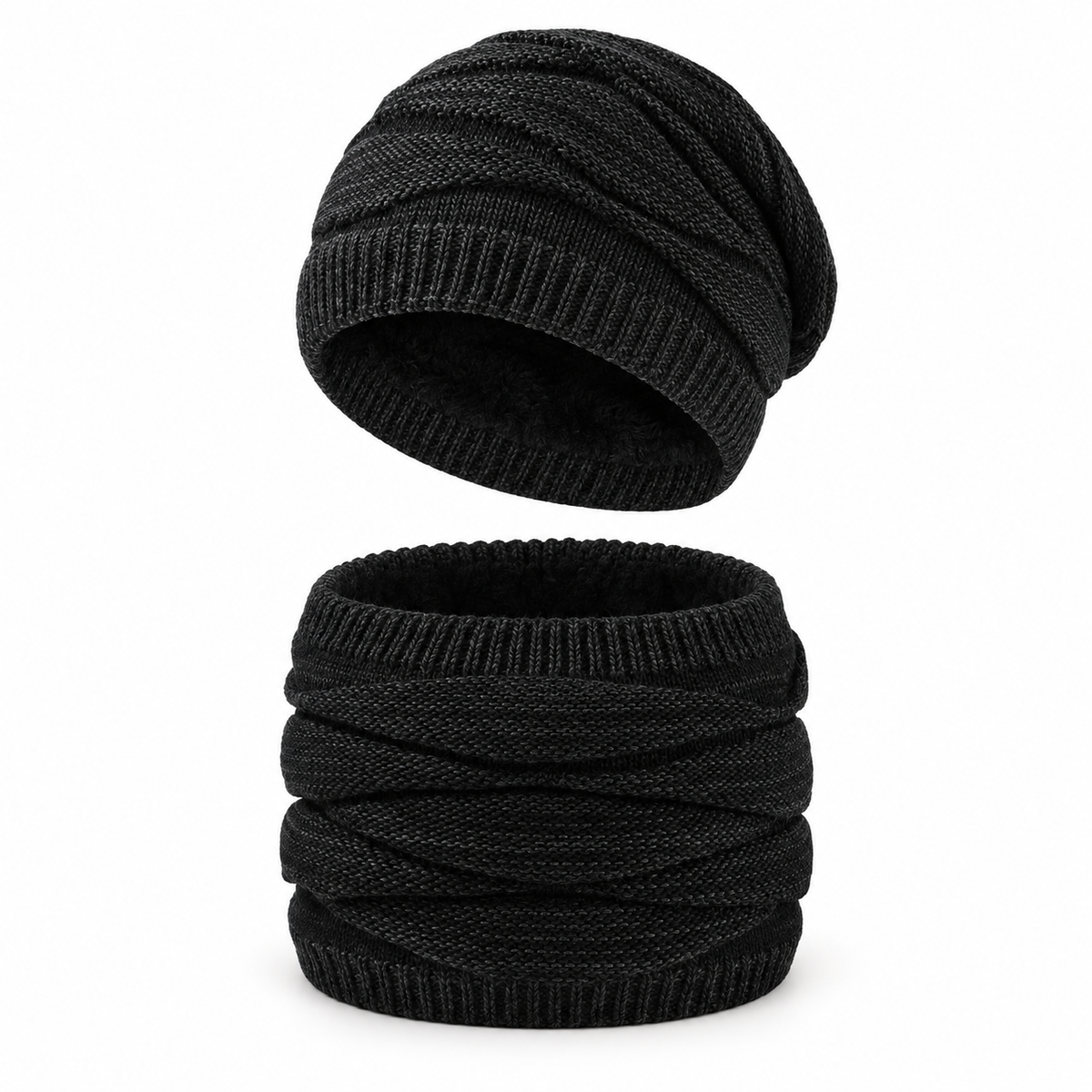 Bonnet ski homme noir et tour de cou – vue de face