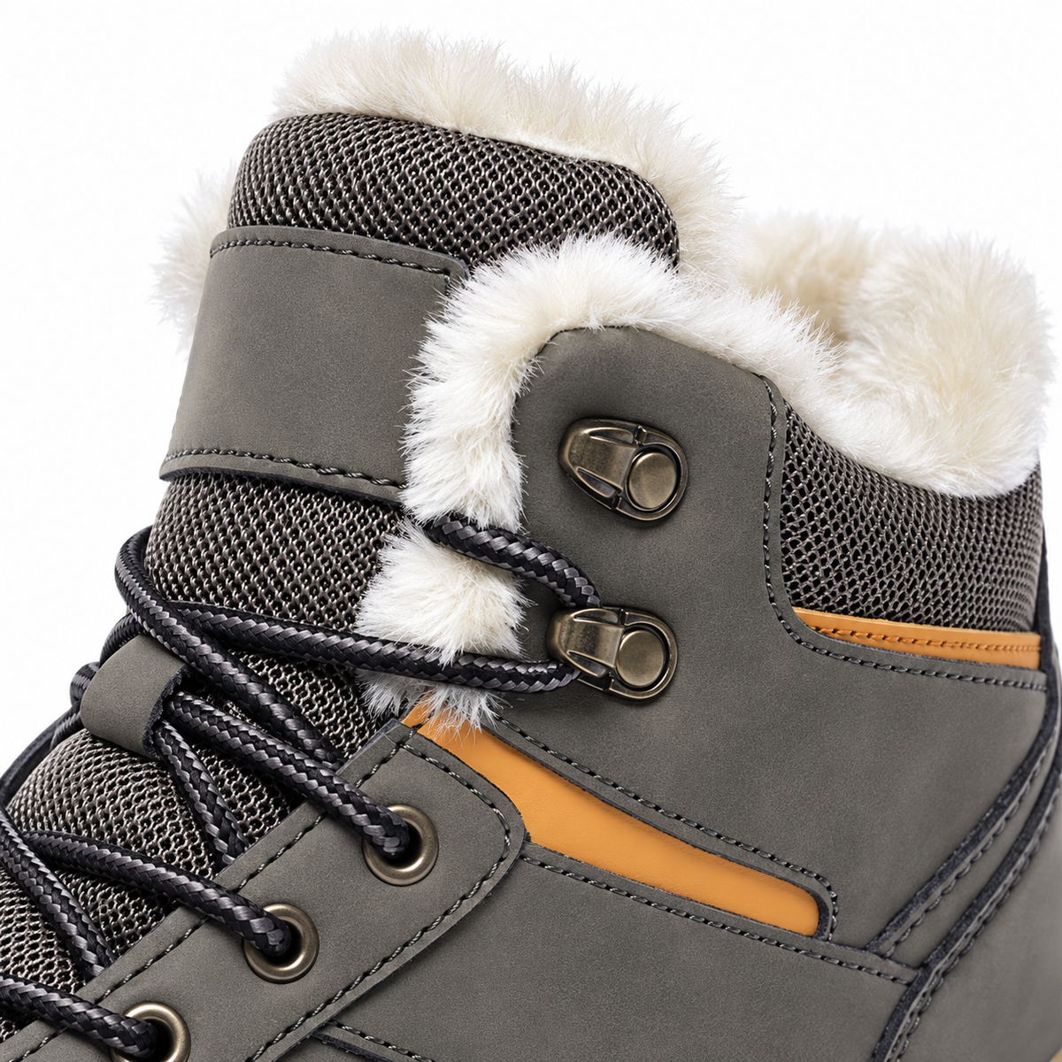 Botte caoutchouc fourrée homme – détail du col et de la doublure