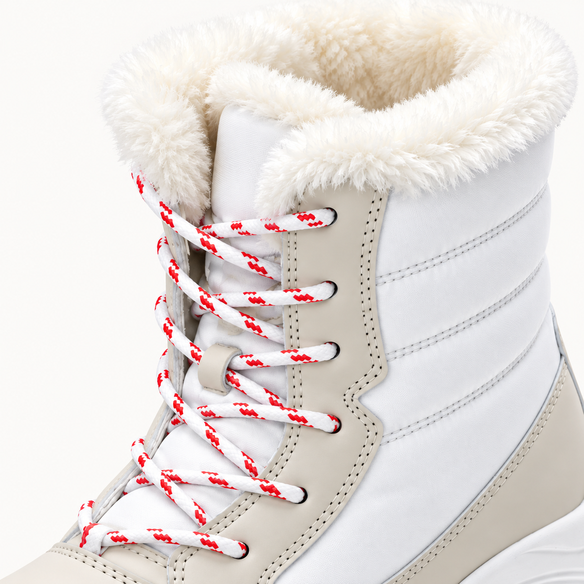 Botte de pluie randonnée femme blanche – détail doublure et laçage