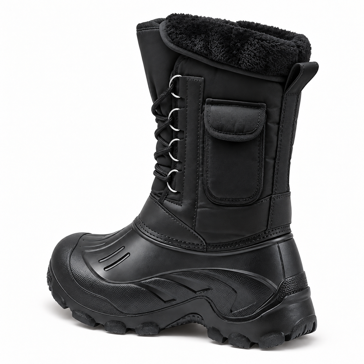 Botte de pluie randonnée homme noire vue arrière montrant talon et tige