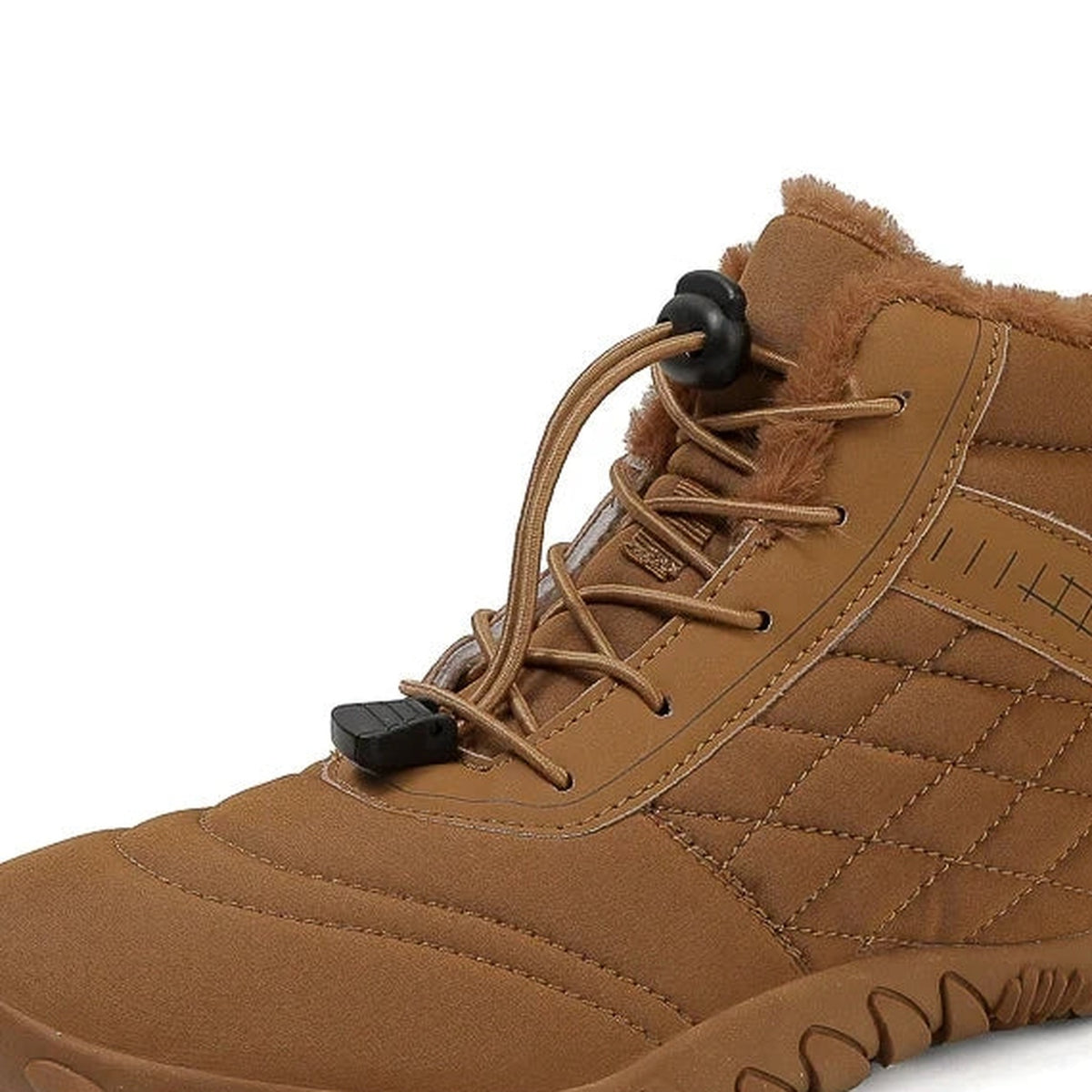 Botte de randonnée beige marron – détail du laçage rapide