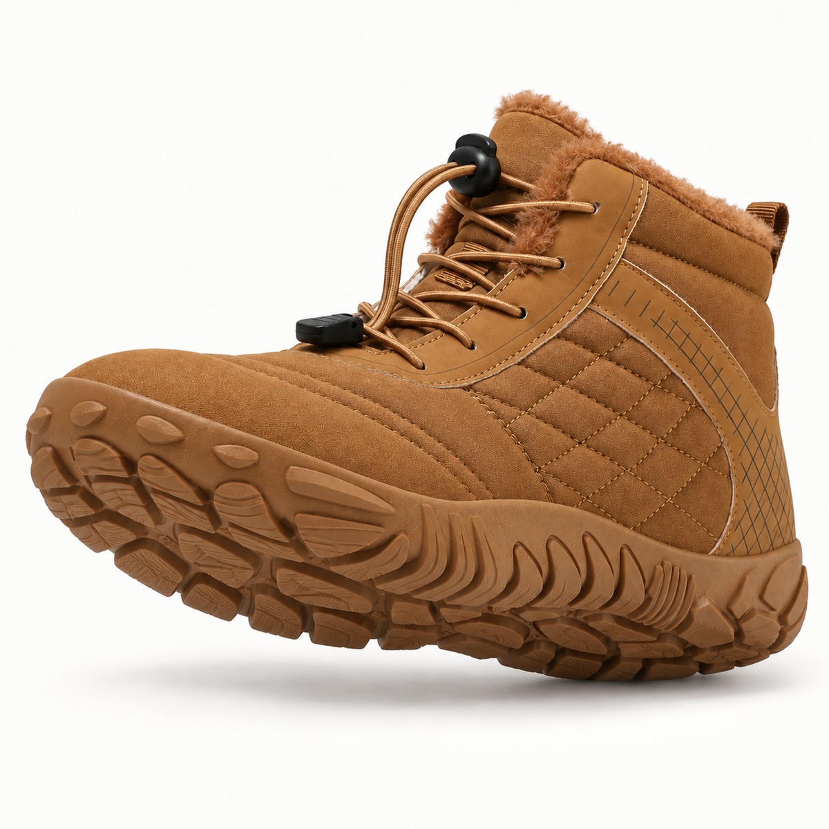 Botte de randonnée beige marron – semelle extérieure attachée et crampons
